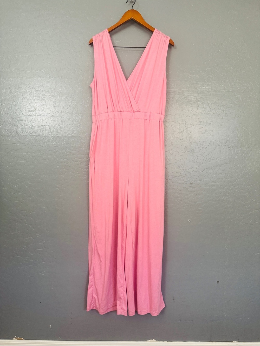 DOKOTOO Pink V-Neck Wide Leg Jumpsuit